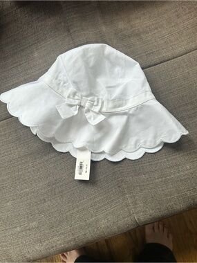 Janie and Jack White Scalloped Brim Bow Sun Hat